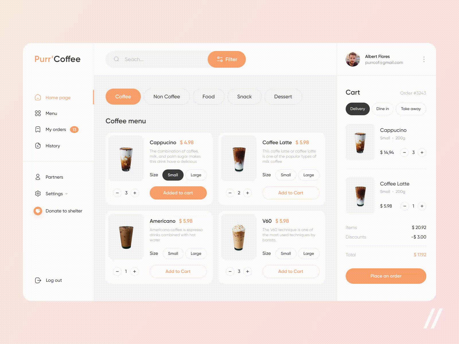 Coffee & Crepe POS UI